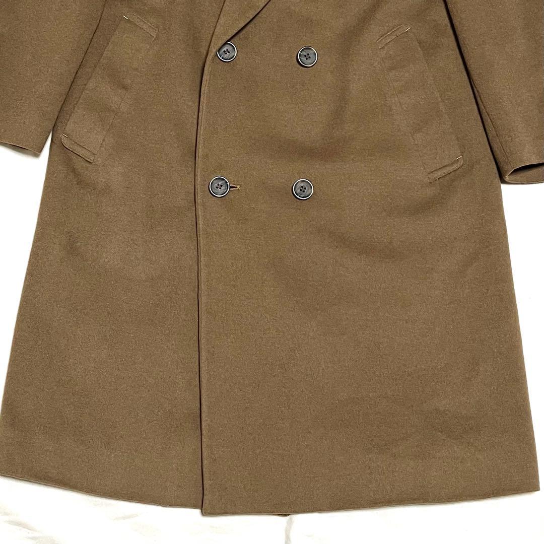 【カシミヤ100%】ロングチェスターコート　ダブルブレスト　キャメル系　Mサイズ