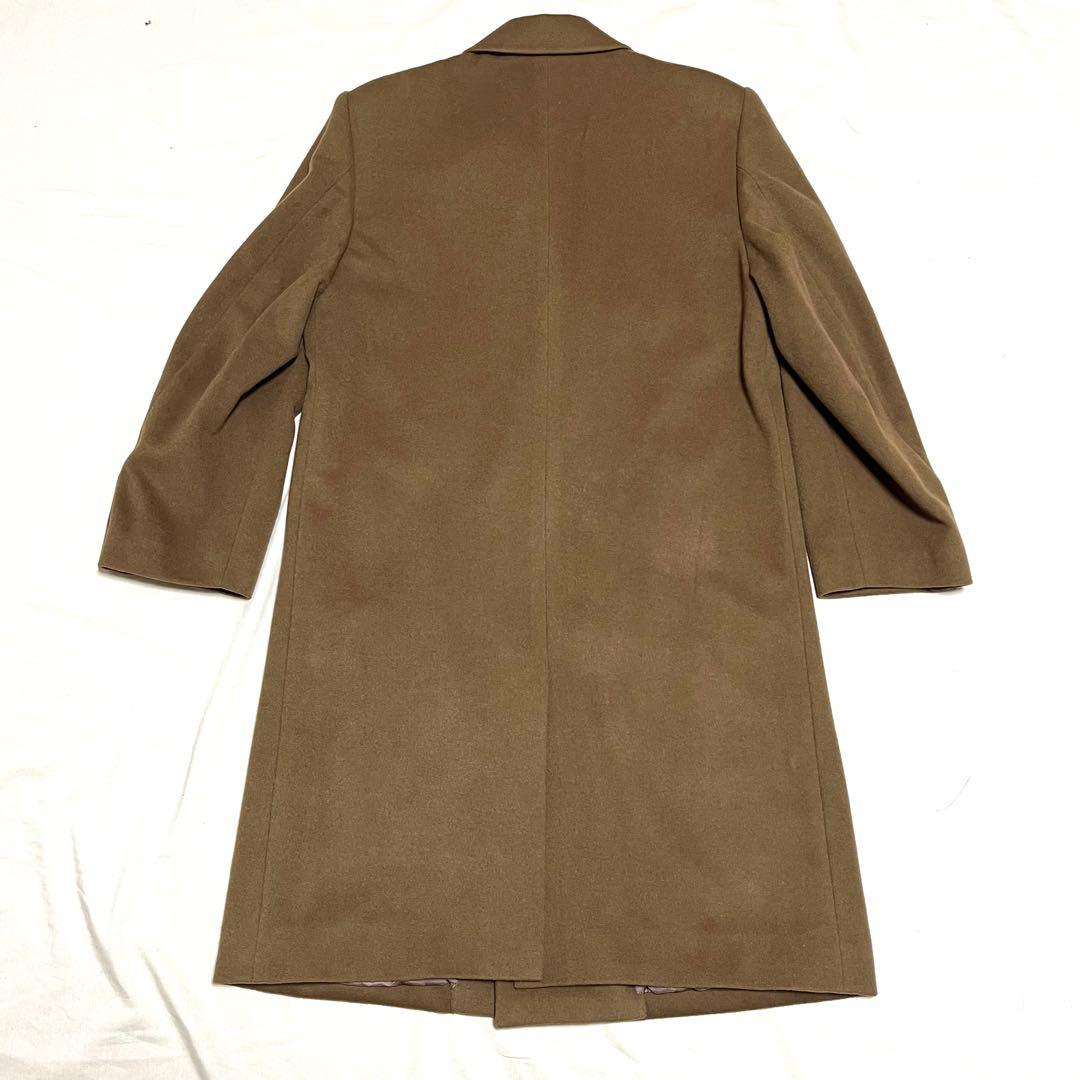 【カシミヤ100%】ロングチェスターコート　ダブルブレスト　キャメル系　Mサイズ