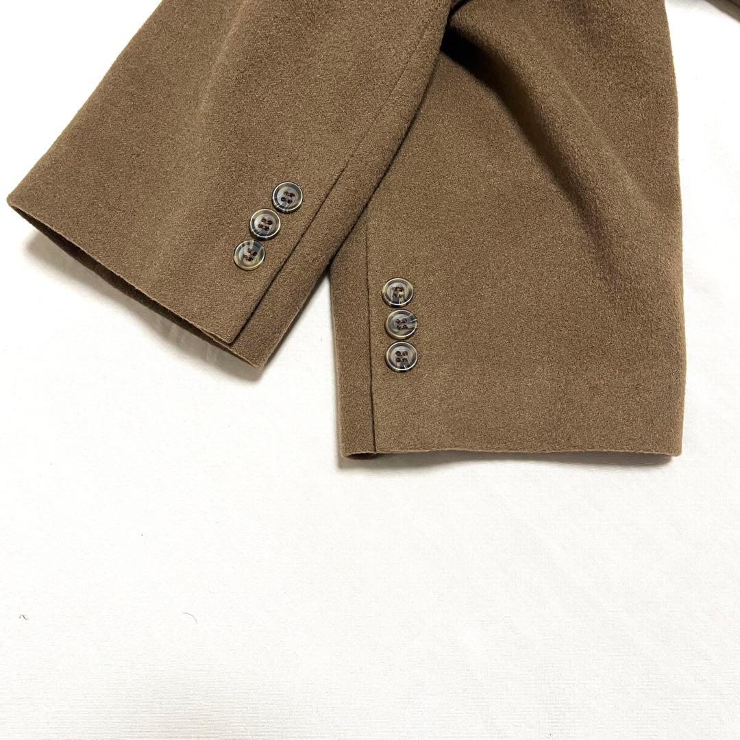 【カシミヤ100%】ロングチェスターコート　ダブルブレスト　キャメル系　Mサイズ