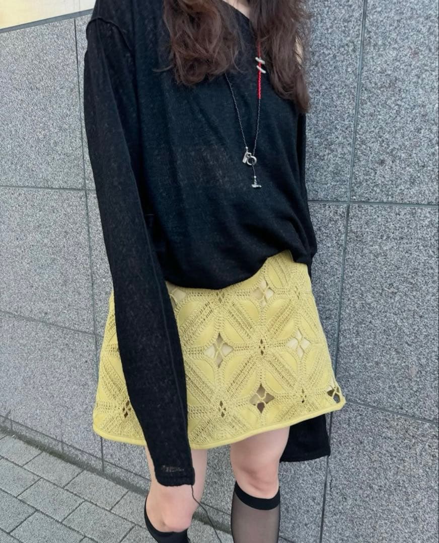 スカート Ameri FAKE LEATHER CUT WORK SKIRT