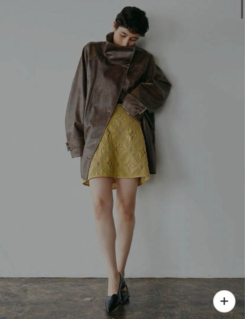 スカート Ameri FAKE LEATHER CUT WORK SKIRT