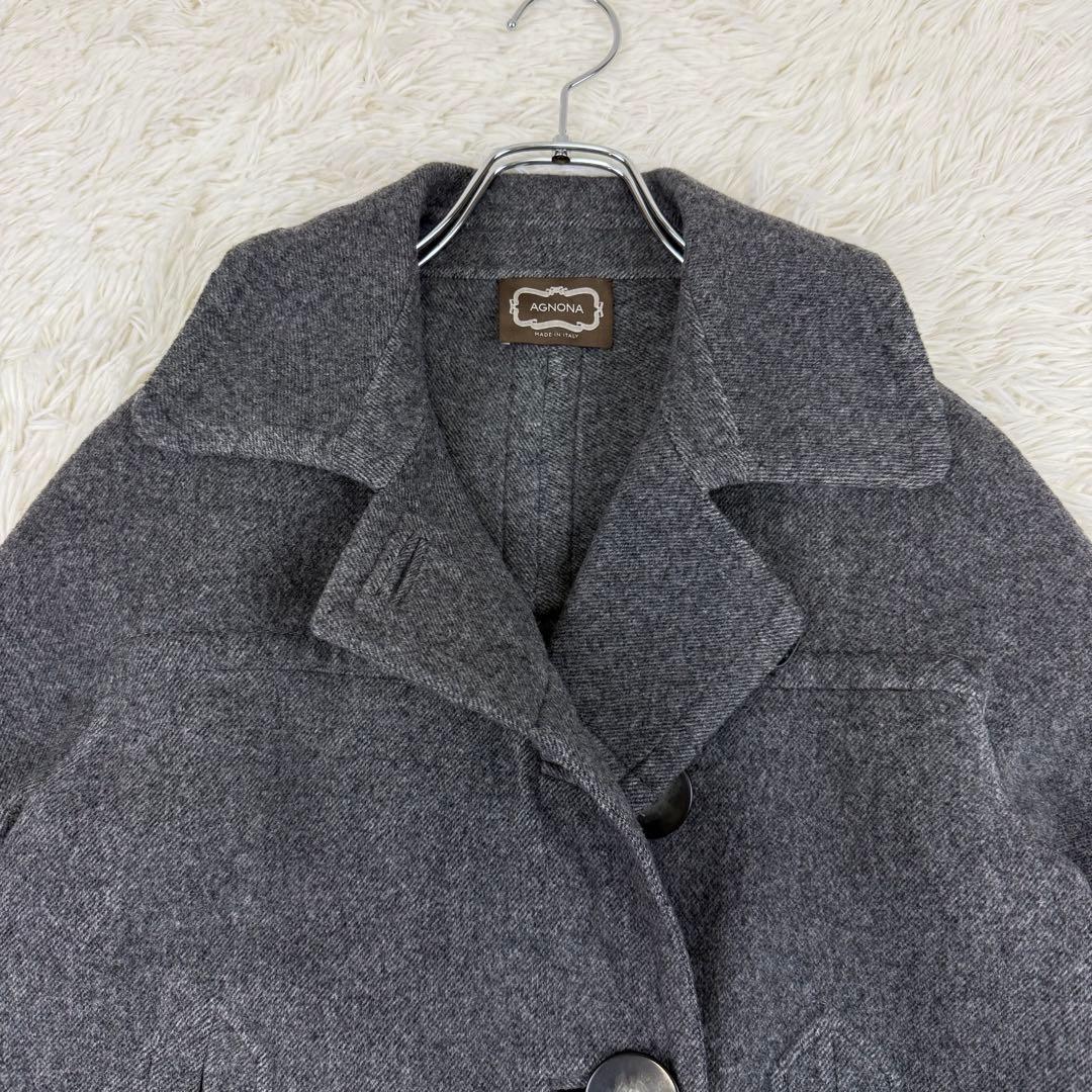 美品 伊製 AGNONA アニオナ ウールコート コクーン 絹 アンゴラ 一枚袖