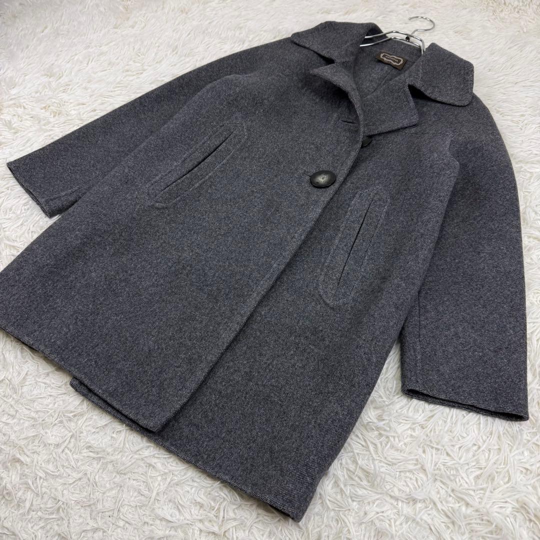 美品 伊製 AGNONA アニオナ ウールコート コクーン 絹 アンゴラ 一枚袖