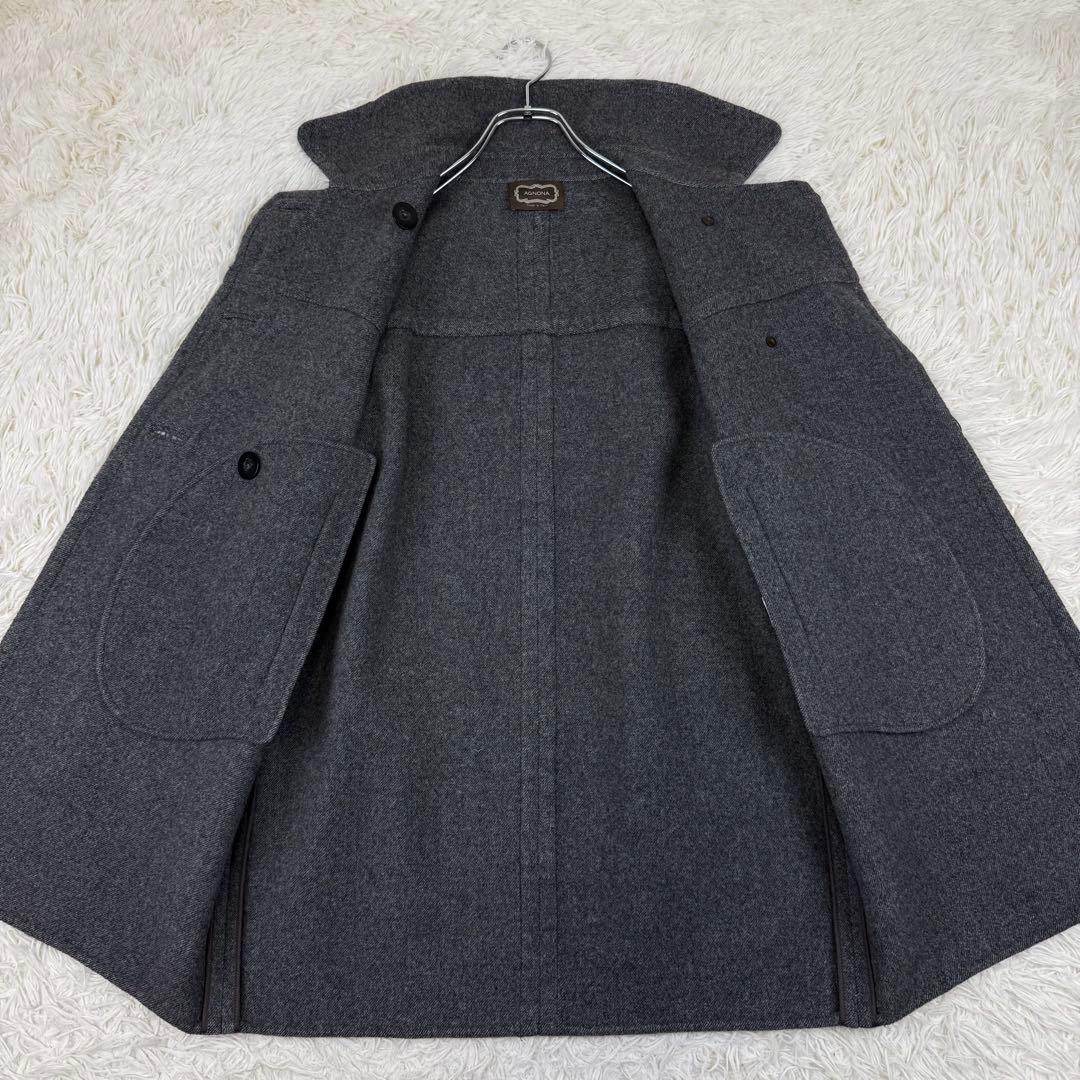 美品 伊製 AGNONA アニオナ ウールコート コクーン 絹 アンゴラ 一枚袖