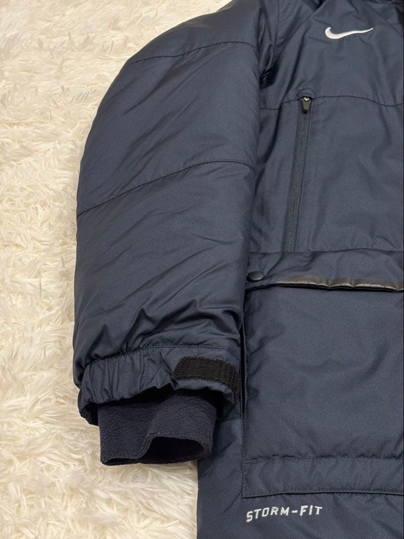 NIKE ベンチコート ネイビー L 中綿 肉厚 フード着脱　2way
