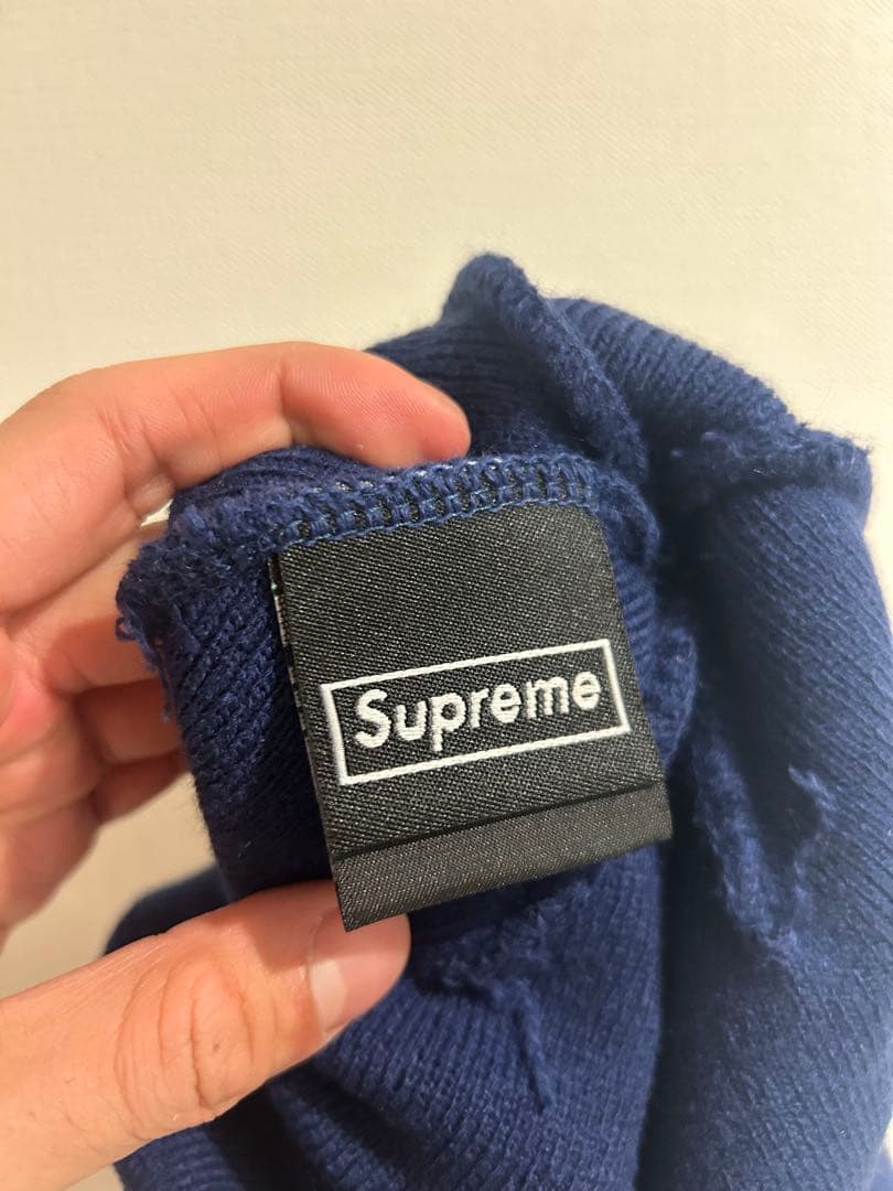 Supremeビーニー ボックスロゴニット帽　ネイビー正規品　新品　袋付き