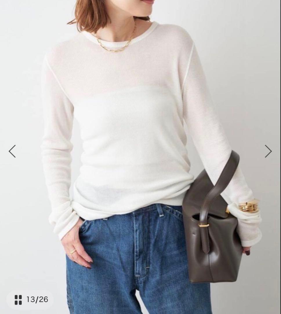 【新品タグ付き】ドゥーズィエムクラス　テレコ ロングスリーブ プルオーバー　白