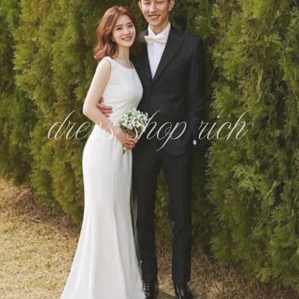 ウェディング　結婚式　前撮り　二次会　ソフトマーメイド　ノースリーブ　背中見せ