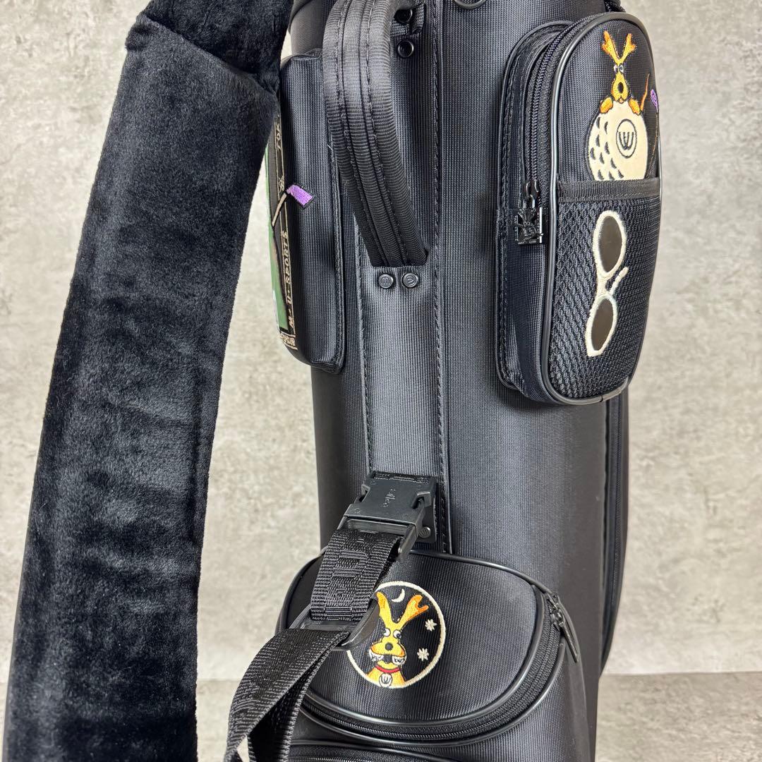 MU SPORTS キャディバッグ ブラック 犬デザイン 5分割 ゴルフ