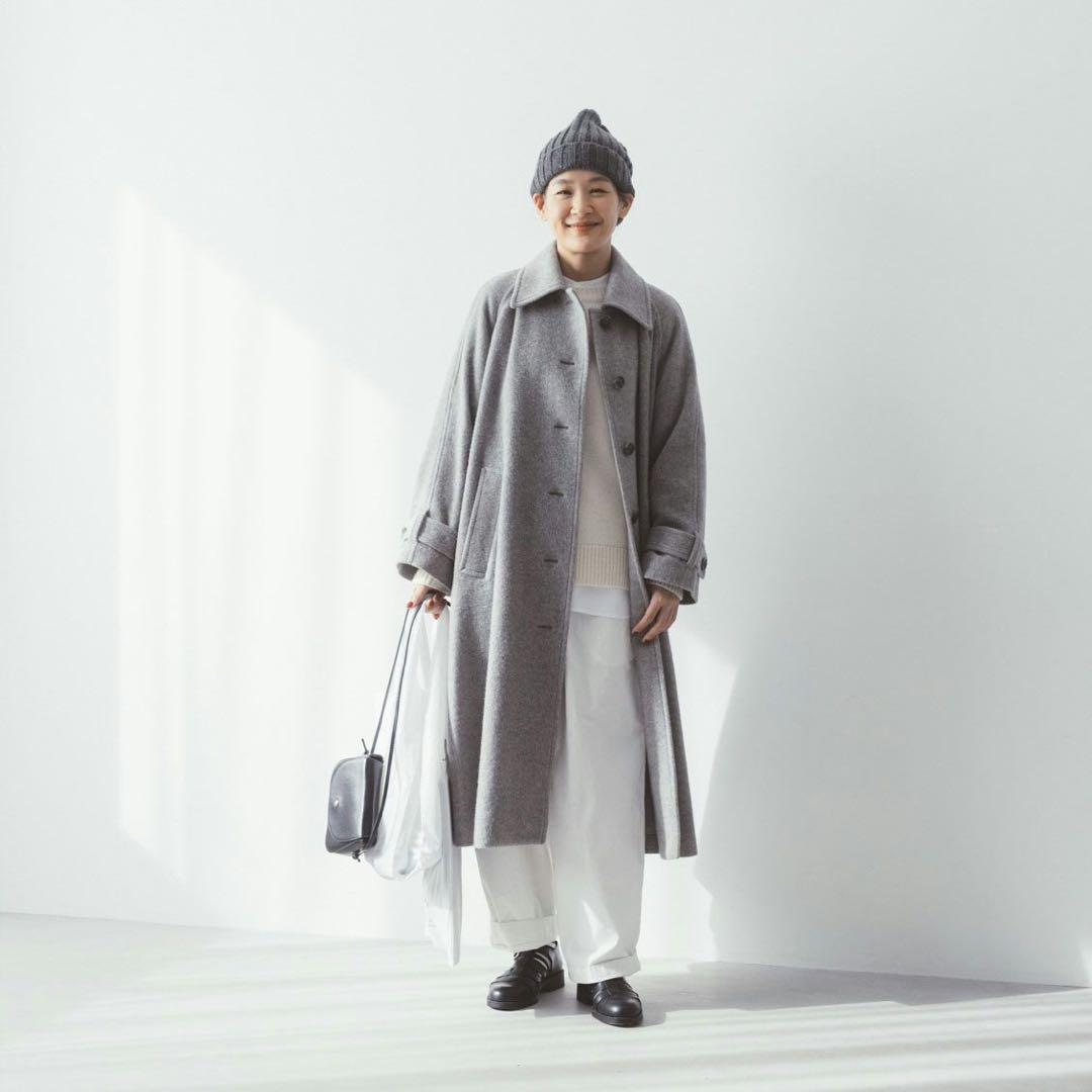 北欧、暮らしの道具店　ウールロングコート　グレー　Mサイズ