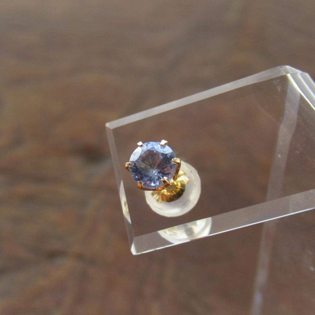 【K18】【4mm】ブルーサファイア　ゴールド　ピアス　片耳用　／メンズ