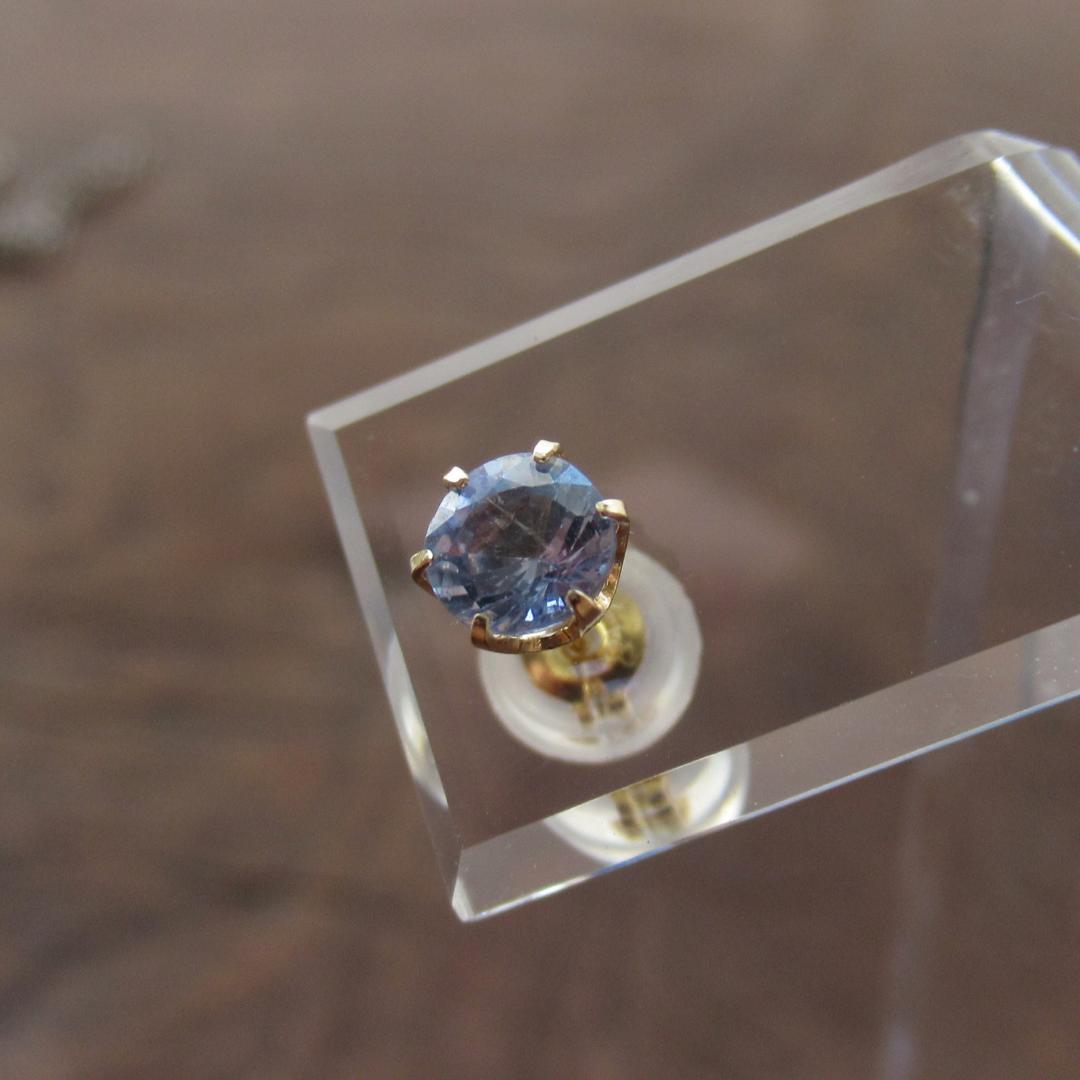 【K18】【4mm】ブルーサファイア　ゴールド　ピアス　片耳用　／メンズ