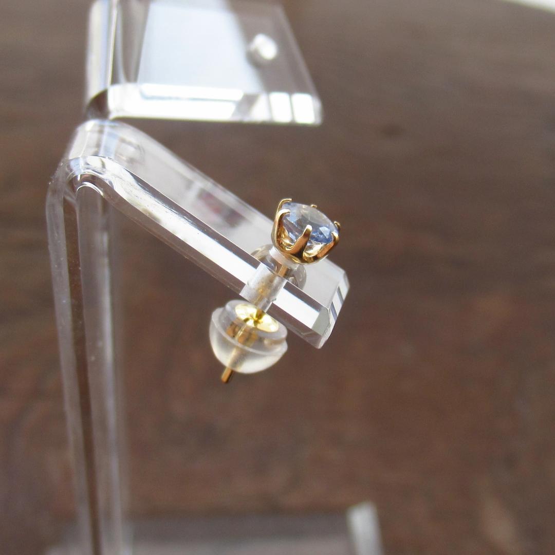 【K18】【4mm】ブルーサファイア　ゴールド　ピアス　片耳用　／メンズ