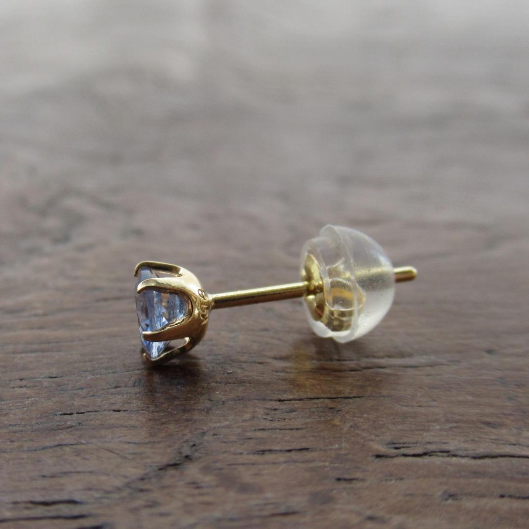 【K18】【4mm】ブルーサファイア　ゴールド　ピアス　片耳用　／メンズ