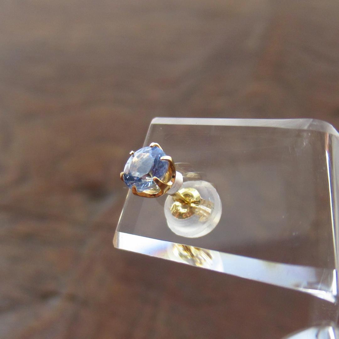 【K18】【4mm】ブルーサファイア　ゴールド　ピアス　片耳用　／メンズ