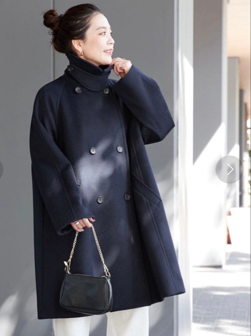 超美品 B.C STOCK Wビーバーパートンラインレンチコート ネイビー