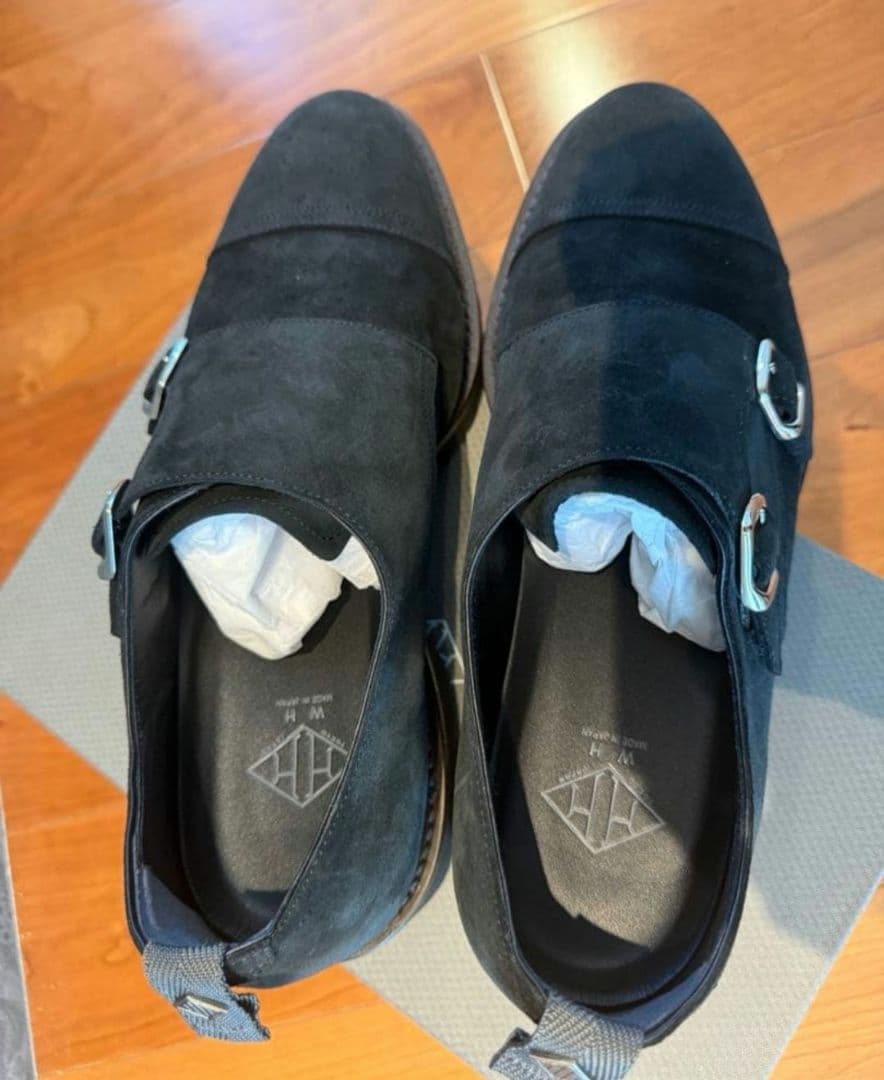 極美品　WH ダブルエイチ ダブルモンクシューズ　黒