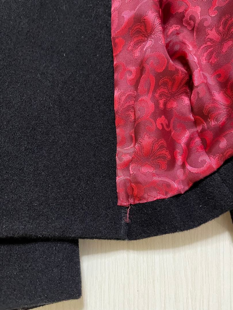 VIVIENNE TAM ブラックアンゴラ混合コート取り外しファー付き