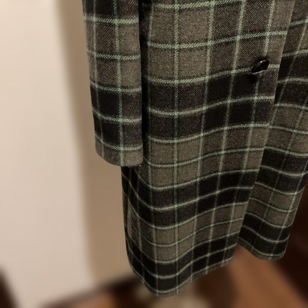 LOVE MOSCHINO チェック柄 花刺繍ウールコート 40