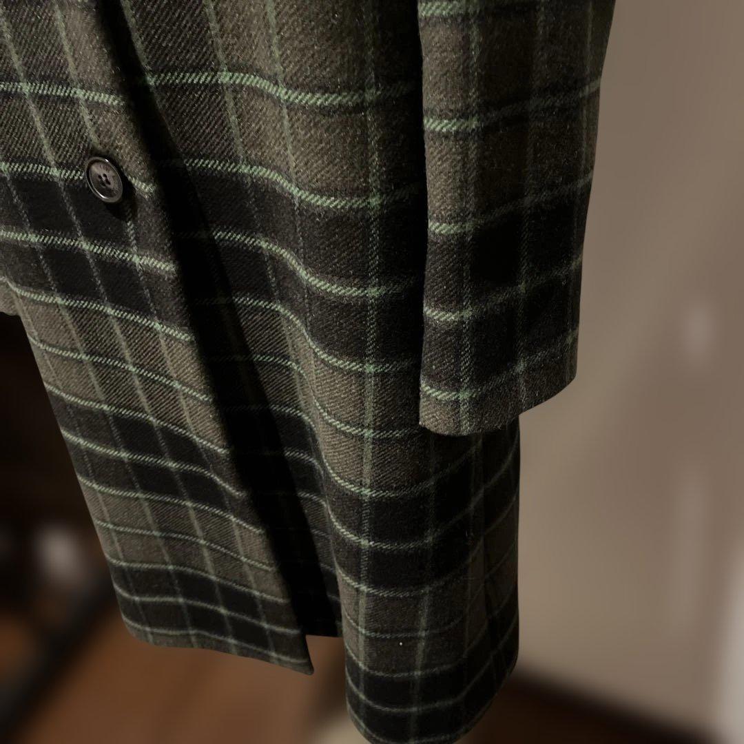 LOVE MOSCHINO チェック柄 花刺繍ウールコート 40