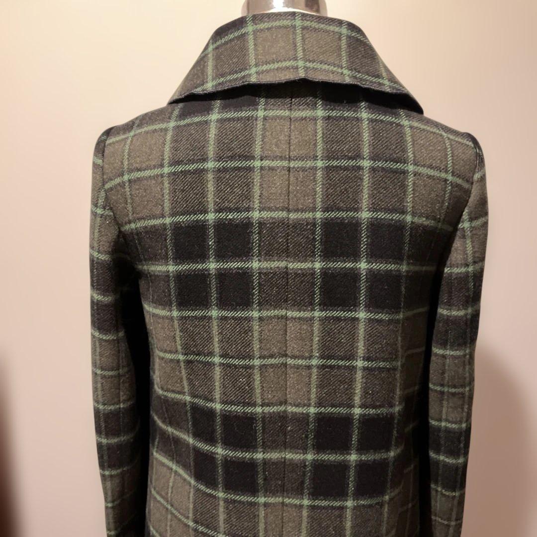 LOVE MOSCHINO チェック柄 花刺繍ウールコート 40