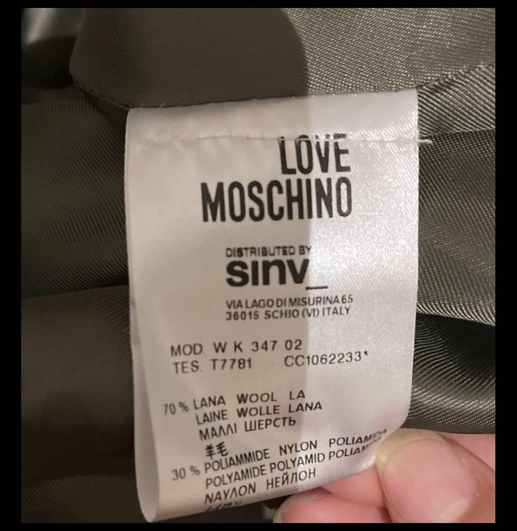 LOVE MOSCHINO チェック柄 花刺繍ウールコート 40