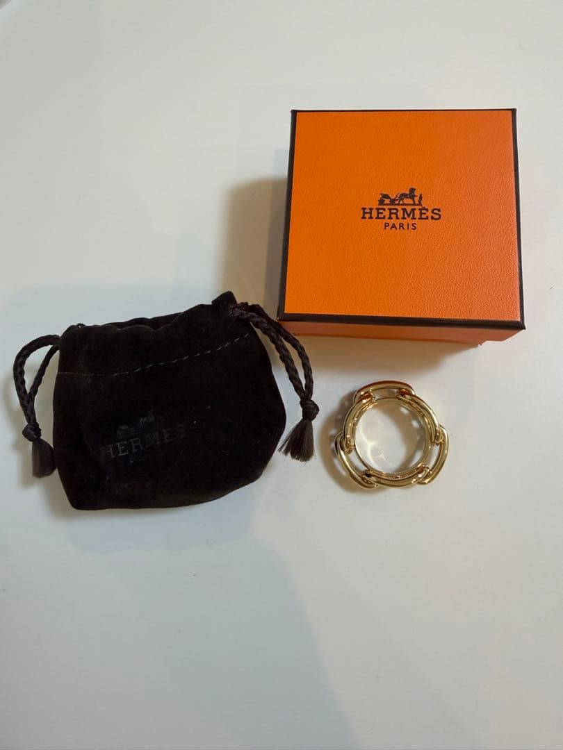 【美品】 HERMES スカーフリング90 ゴールド シェーヌダンクル