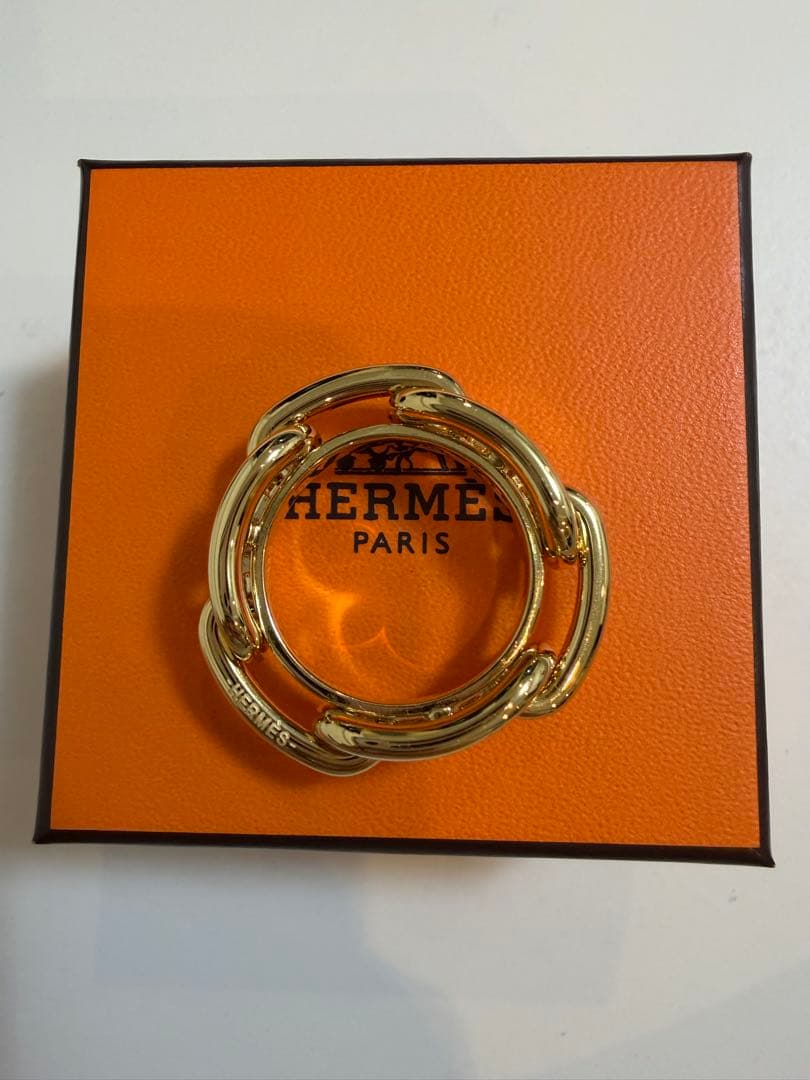 【美品】 HERMES スカーフリング90 ゴールド シェーヌダンクル