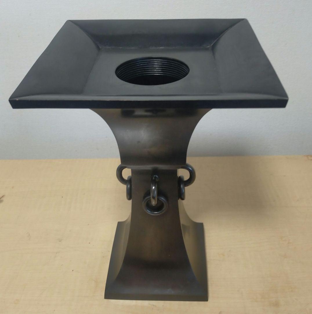 唐金製 池坊 花瓶 花入 四海波 銅製 生け花 華道具