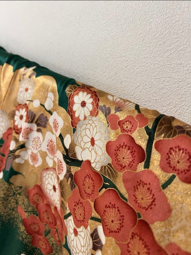 【Windy 】振袖 金彩 着物 成人式 和装 正絹 緑 金箔 絢爛
