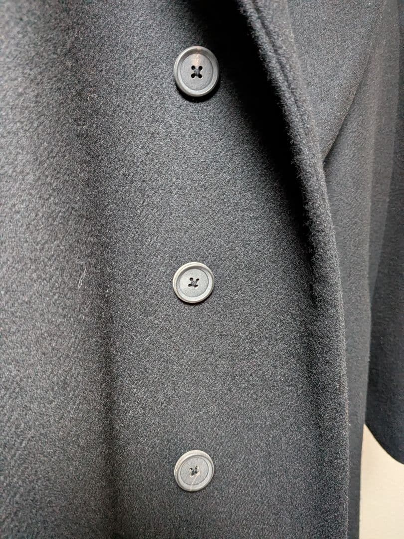 ブラック チェスターコート ウール混紡