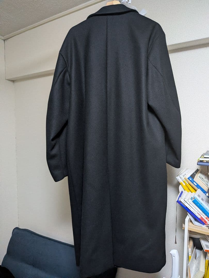 ブラック チェスターコート ウール混紡