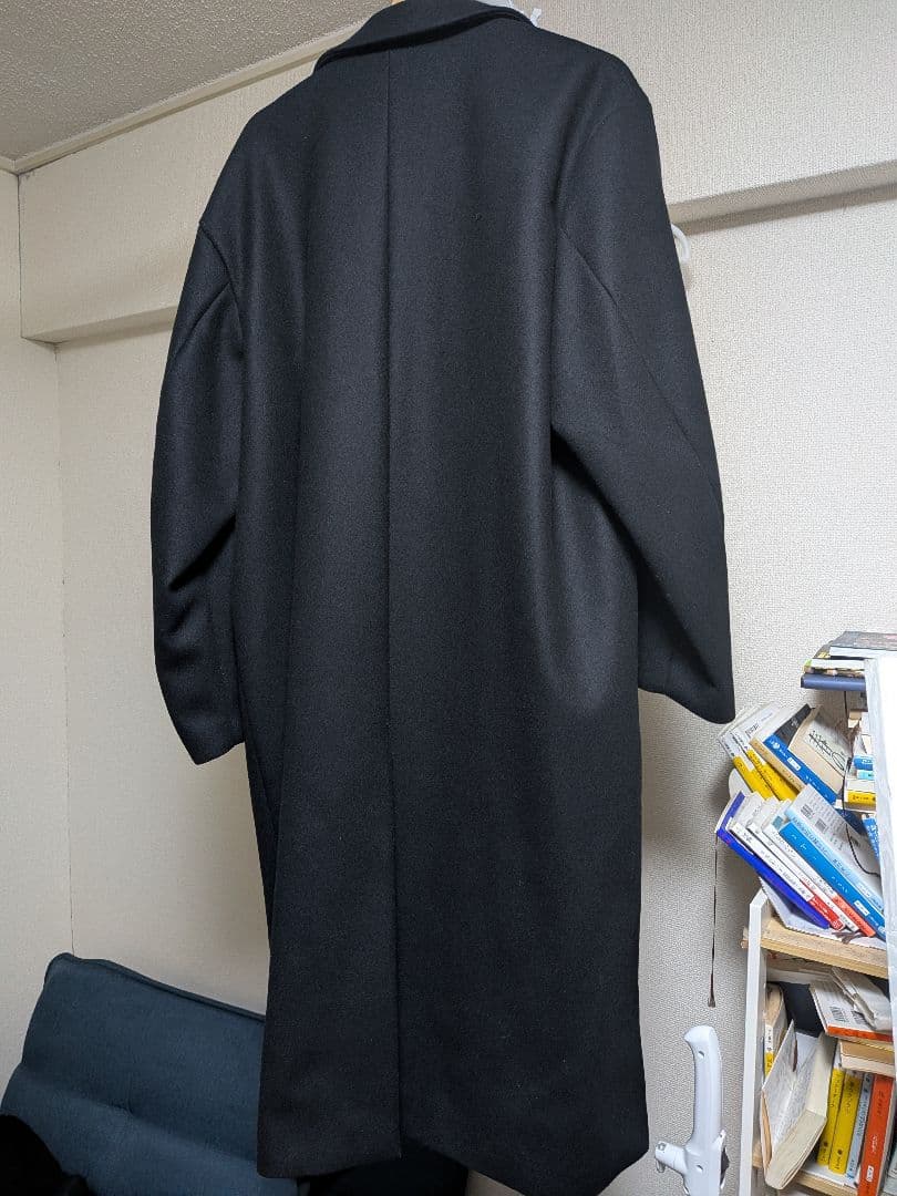 ブラック チェスターコート ウール混紡