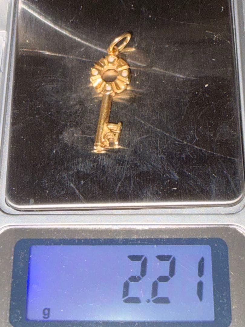 K18 チャーム 鍵 キー ネックレス トップ 約2.2g アンティーク