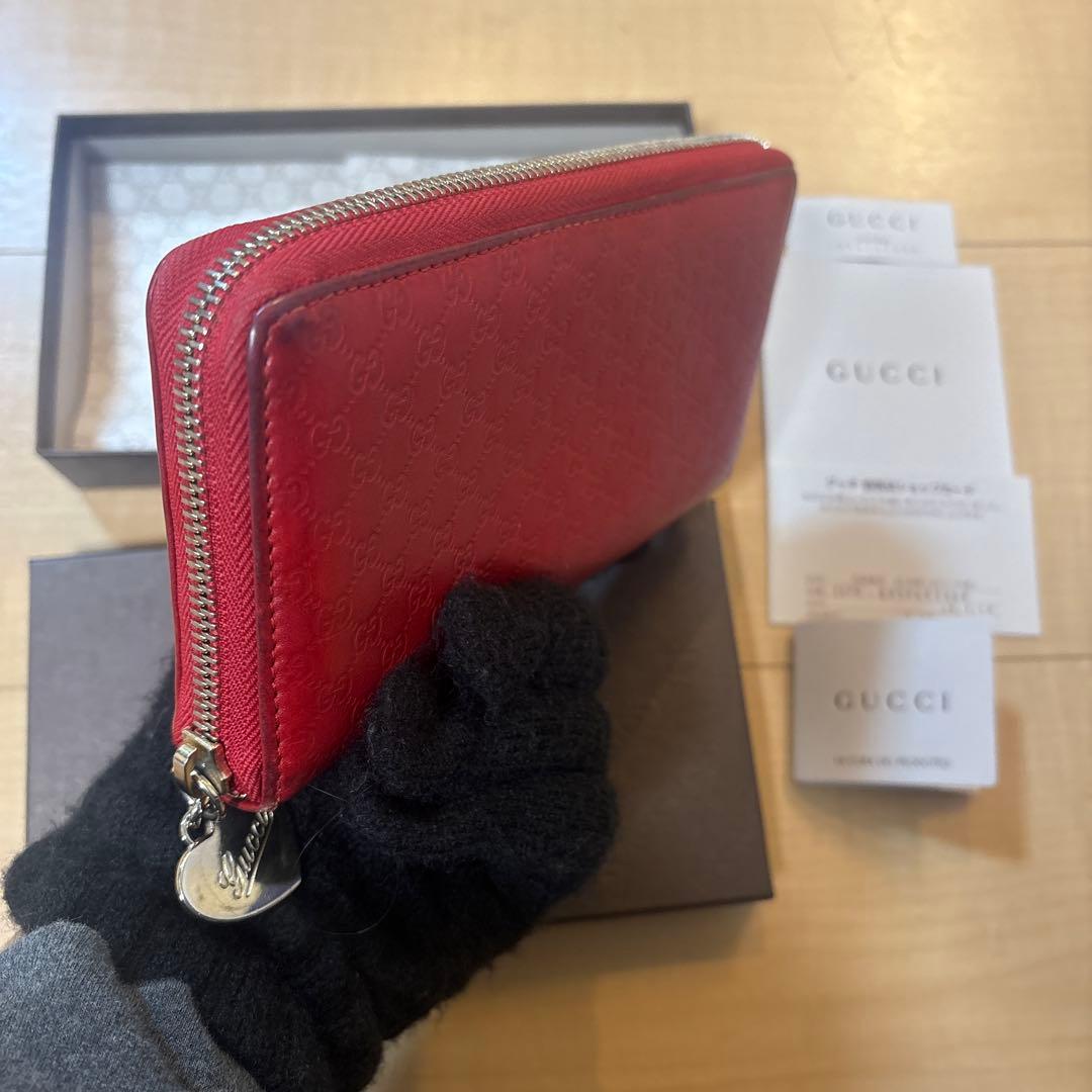 GUCCI グッチ 長財布 マイクログッチシマ レッド 正規品