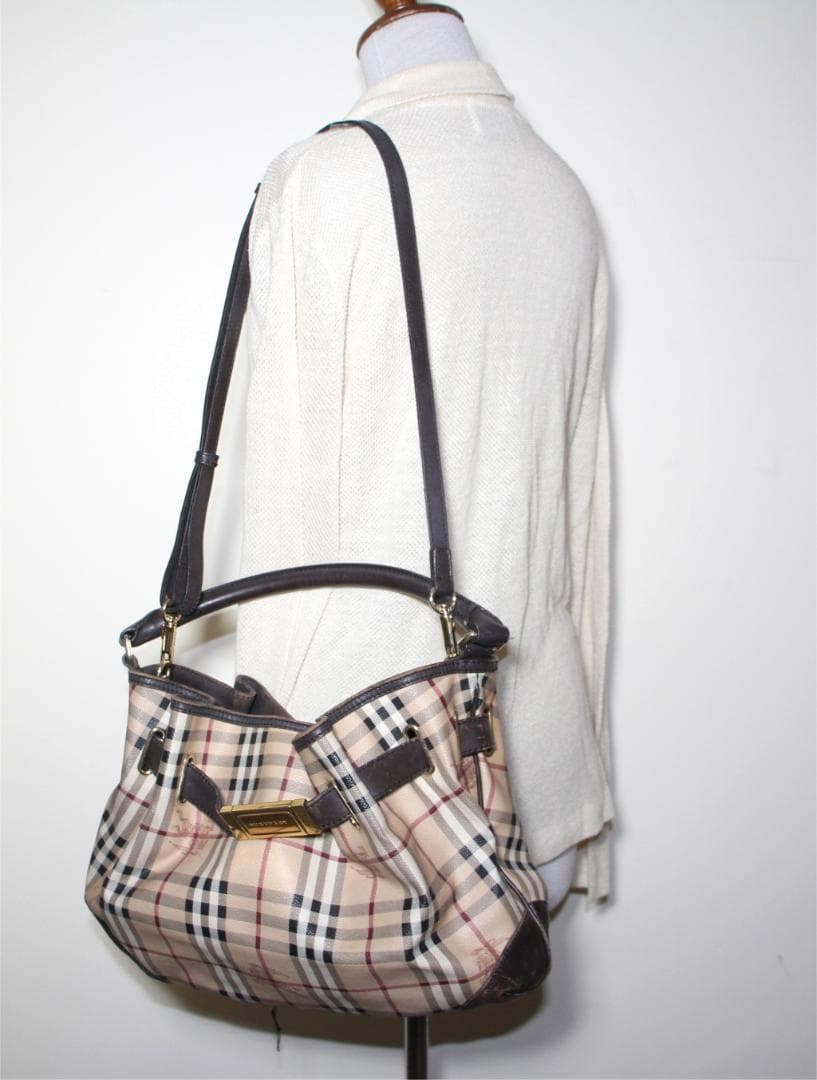 シ*ー様 バーバリー Haymarket ノバチェック ハンドバッグ 2way