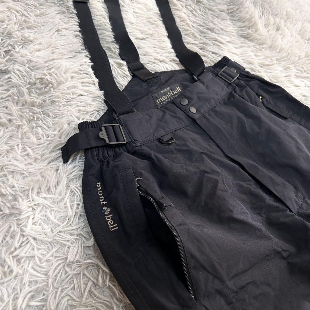 m6415【モンベル】スキーパンツ ビブパンツ スノボー サスペンダー付き 黒