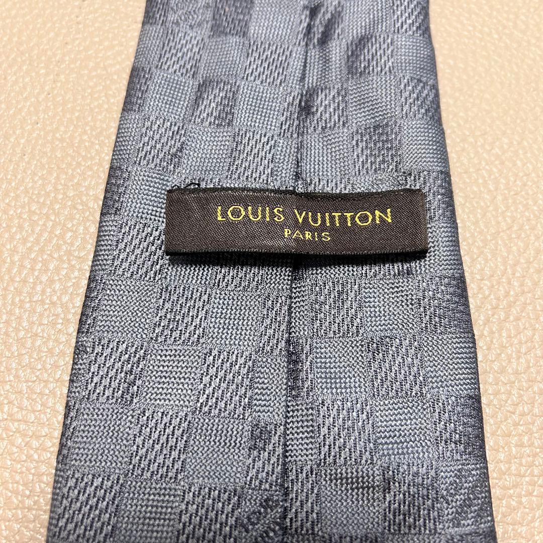 ルイヴィトン　ネクタイ　ストライプ ドット　チェック　グレー　灰色