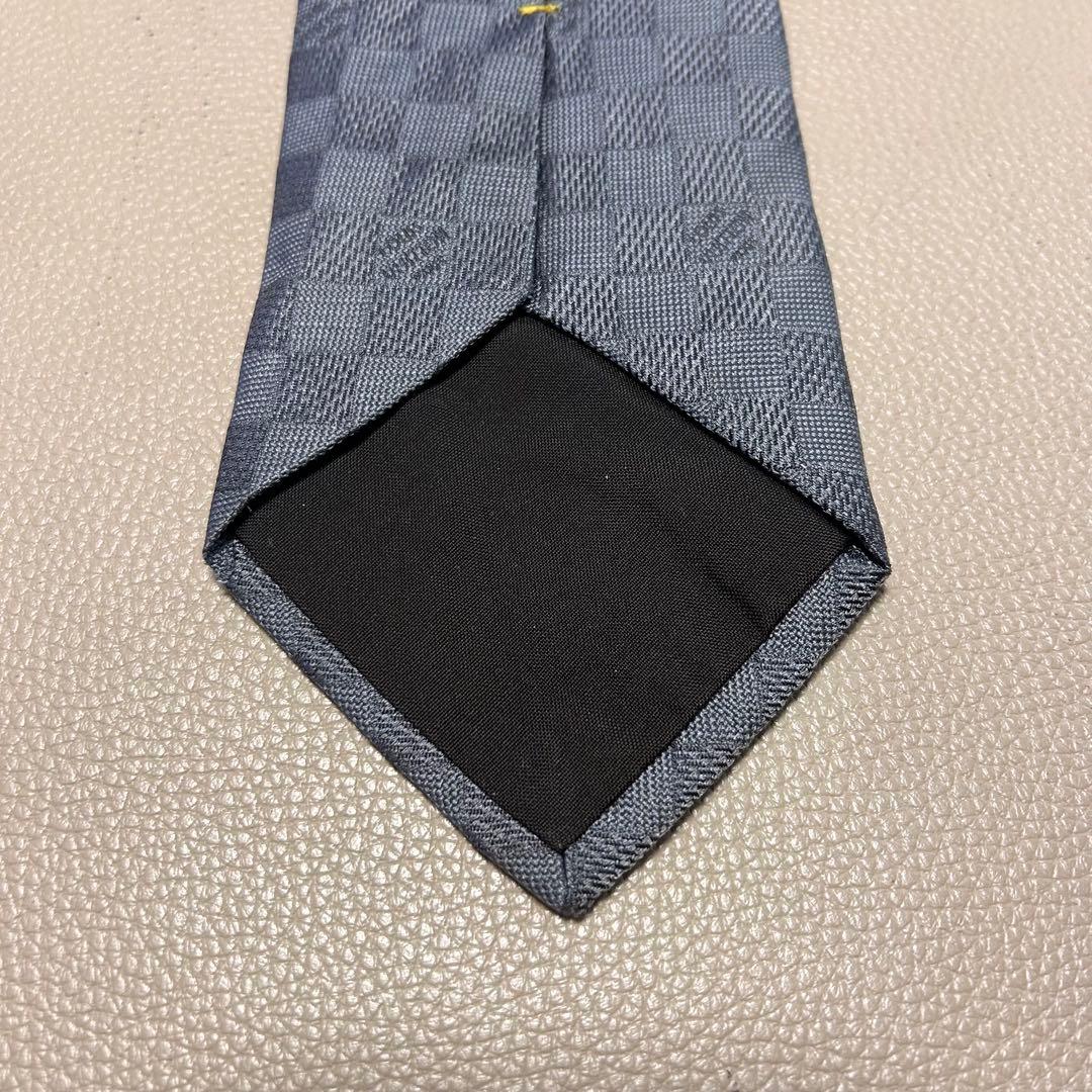 ルイヴィトン　ネクタイ　ストライプ ドット　チェック　グレー　灰色