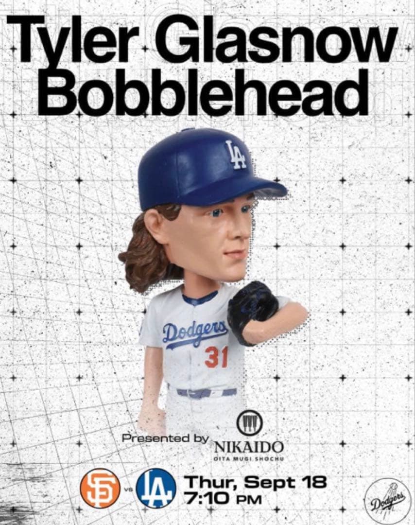 ドジャーススタジアム限定配布　グラスノー　ボブルヘッド9/18