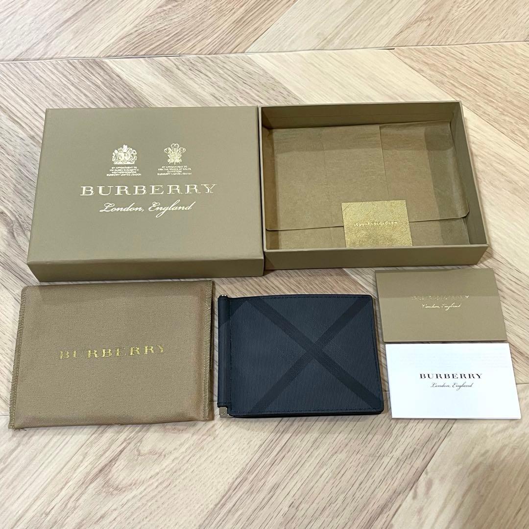 BURBERRY ブラック チェック マネークリップ