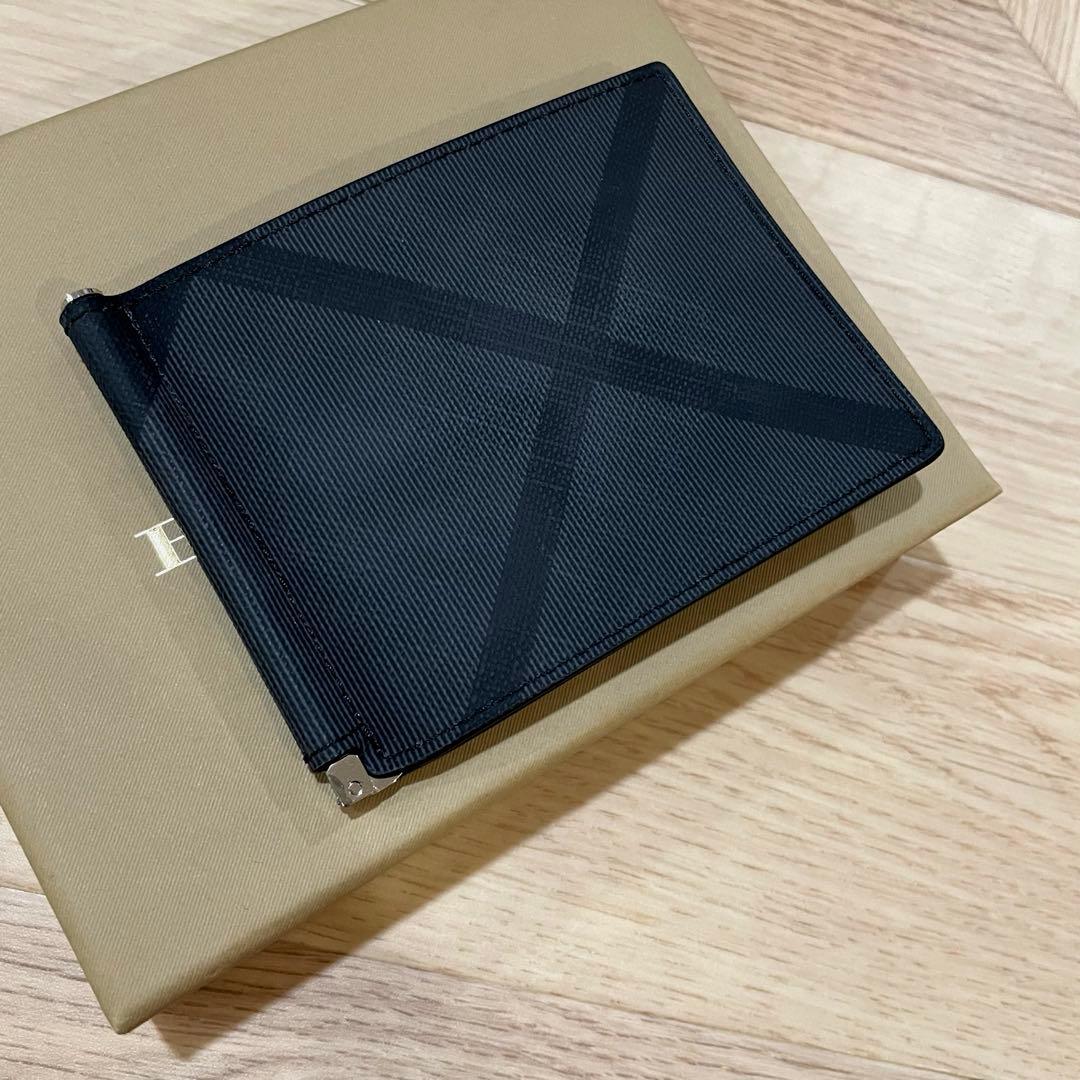 BURBERRY ブラック チェック マネークリップ