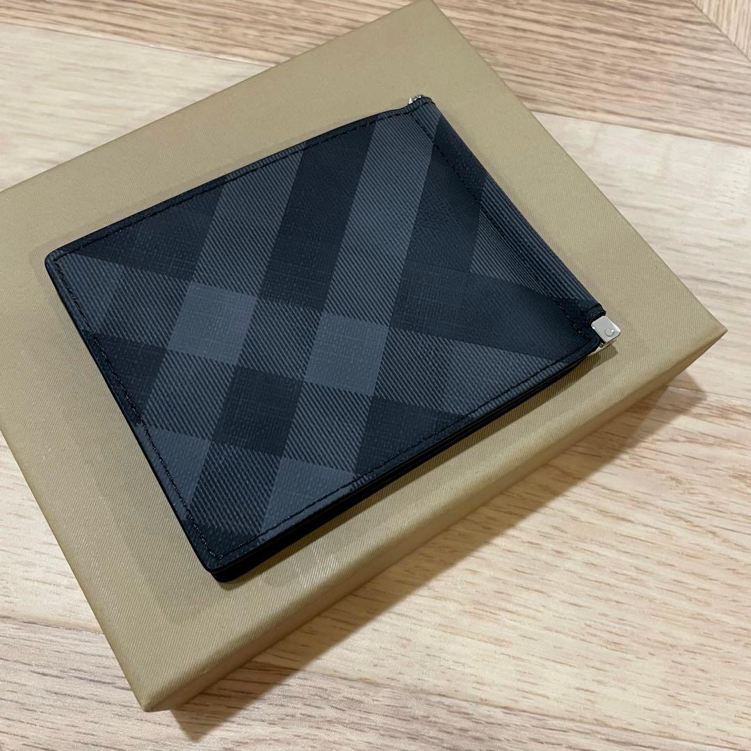 BURBERRY ブラック チェック マネークリップ
