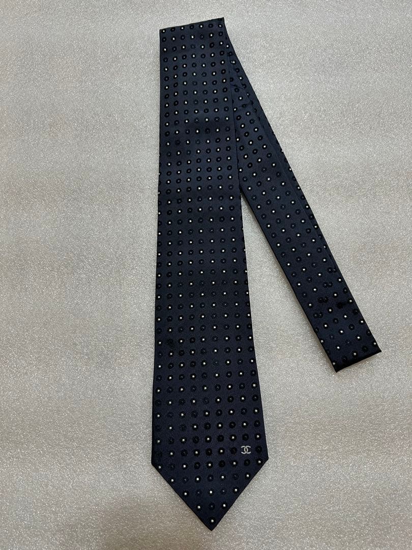 美品✨CHANEL シャネル ブランドネクタイ ココマーク ドット 小紋柄