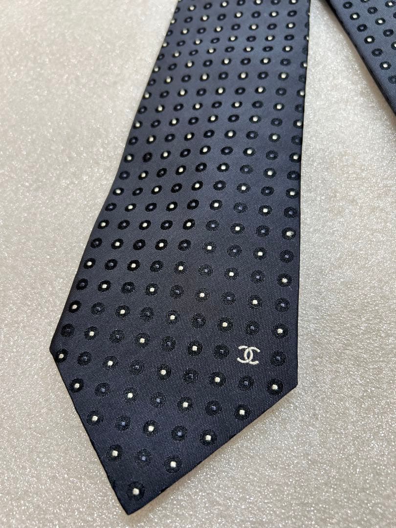 美品✨CHANEL シャネル ブランドネクタイ ココマーク ドット 小紋柄