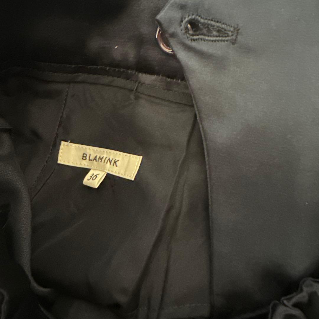BLAMINK バックギャザーストレートパンツ　ネイビー36