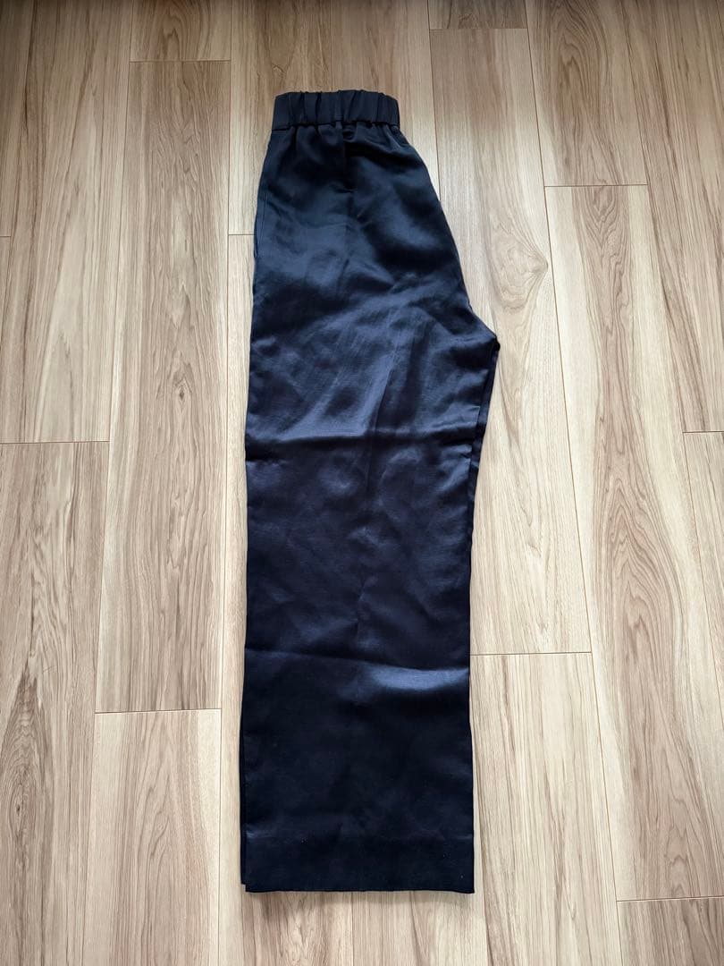 BLAMINK バックギャザーストレートパンツ　ネイビー36