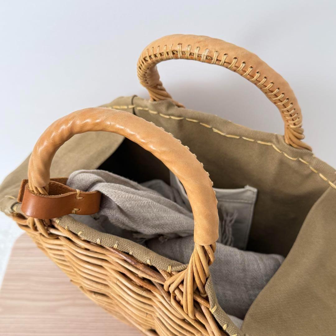 【美品✨️】eb.a.gos エバゴス 2本手 リネンかぶせ かごバッグ