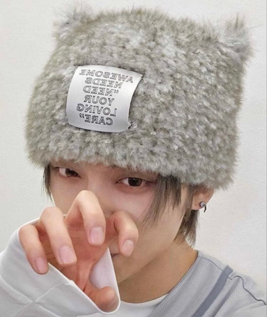 ラス1☆新品未使用‪☆ヨンジュン着用 ビーニー 猫耳 AWESOME NEEDS
