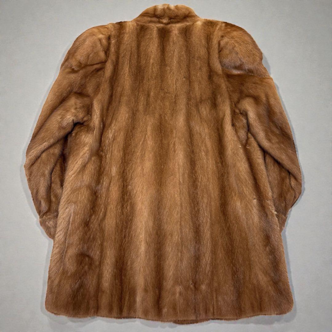 大きいサイズ　毛皮コート　リアルファー　ミンク　襟付き　11号　L　毛並み◎